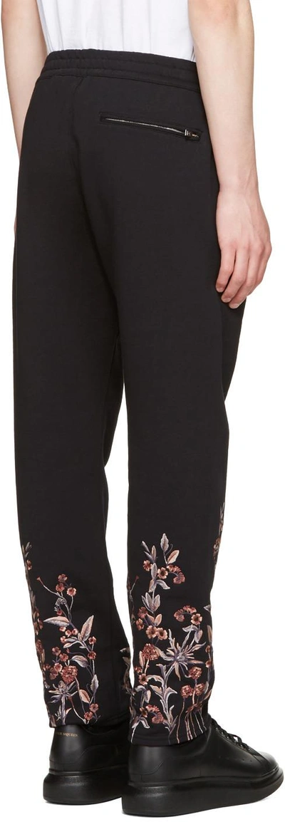 Shop Alexander Mcqueen Black Embroidered Lounge Pants