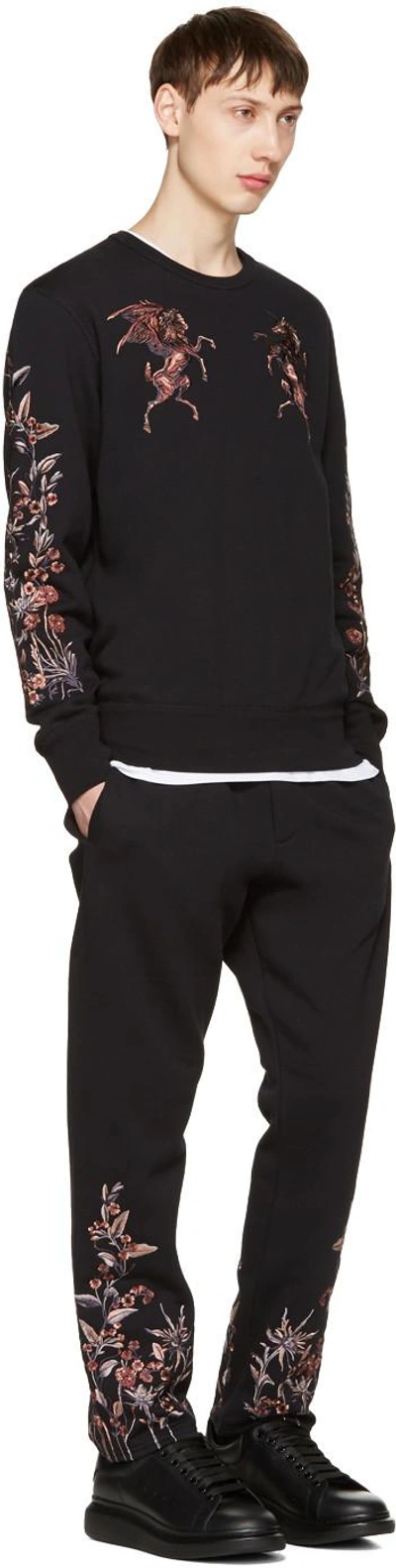 Shop Alexander Mcqueen Black Embroidered Lounge Pants