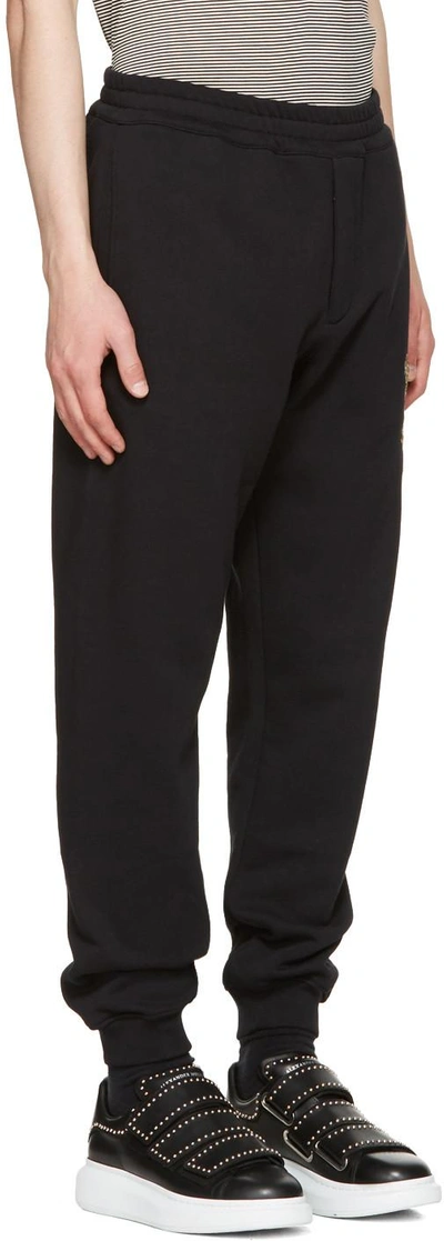 Shop Alexander Mcqueen Black Beaded Floral Classic Lounge Trousers