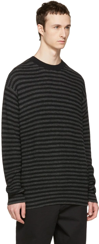 Shop Mcq By Alexander Mcqueen Black & Grey Striped Wool Jumper