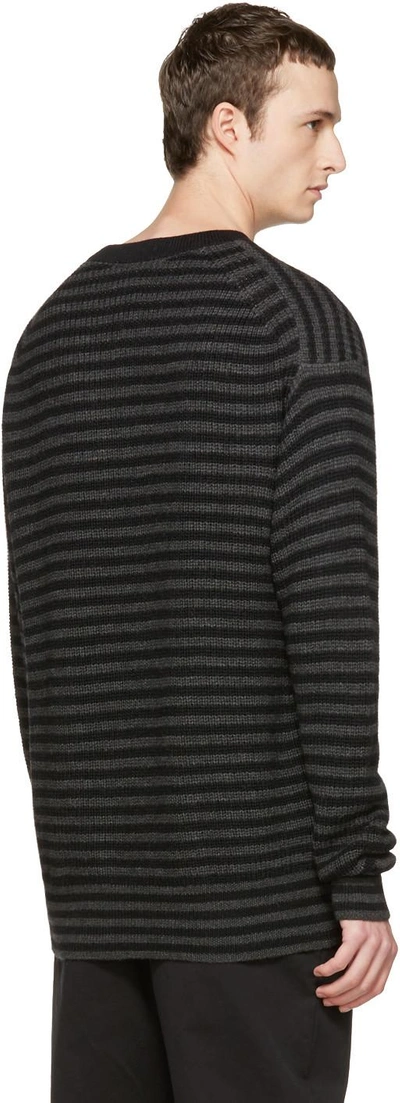 Shop Mcq By Alexander Mcqueen Black & Grey Striped Wool Sweater