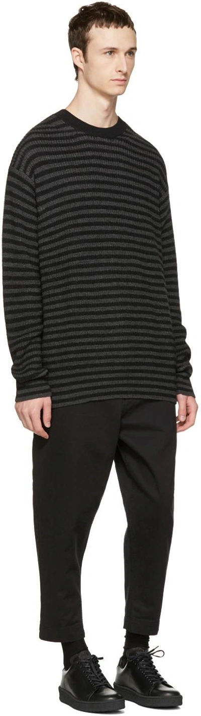 Shop Mcq By Alexander Mcqueen Black & Grey Striped Wool Sweater