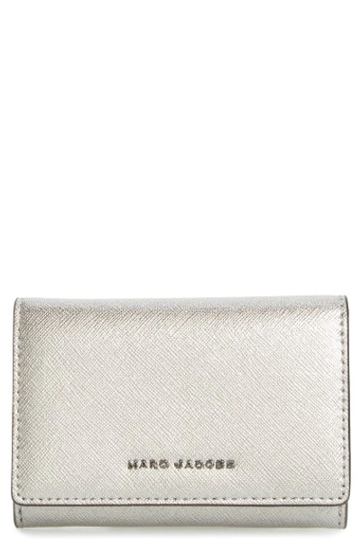 Marc Jacobs Metallic Leather Wallet In Acciaio