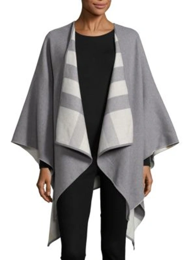 Burberry Charlotte Reversible Check Wool Cape In Light Grey | ModeSens