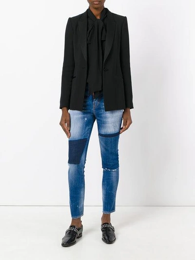 Shop Dsquared2 Cool Girl Cropped Patch Jeans In Blue