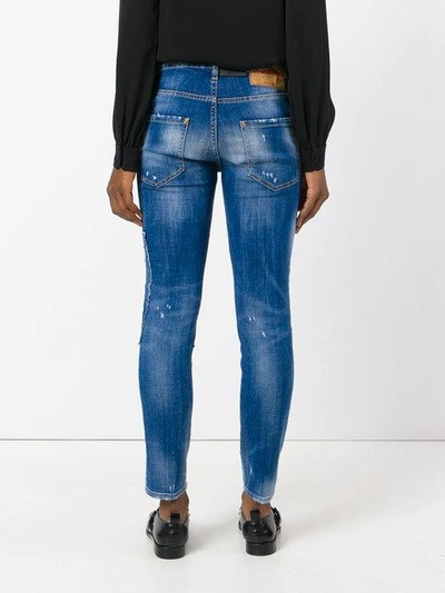 Shop Dsquared2 Cool Girl Cropped Patch Jeans In Blue
