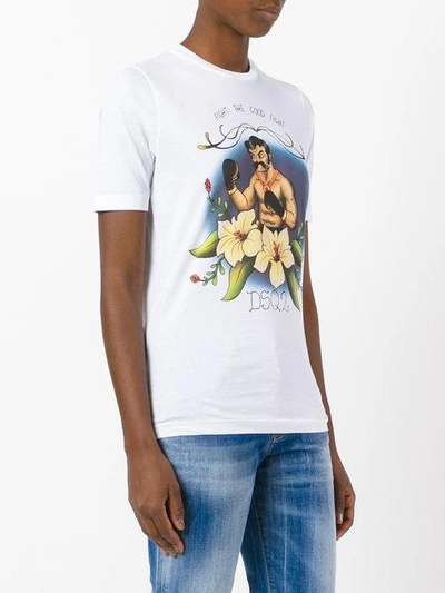 Dsquared2 Fight The Good Fight Tattoo Motif T-shirt In White | ModeSens