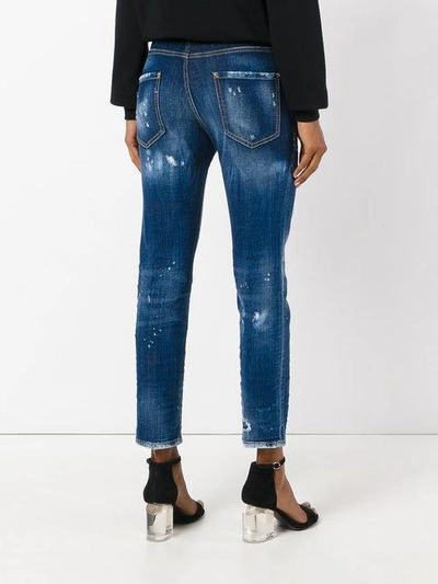 Shop Dsquared2 Distressed Straight Jeans - Blue
