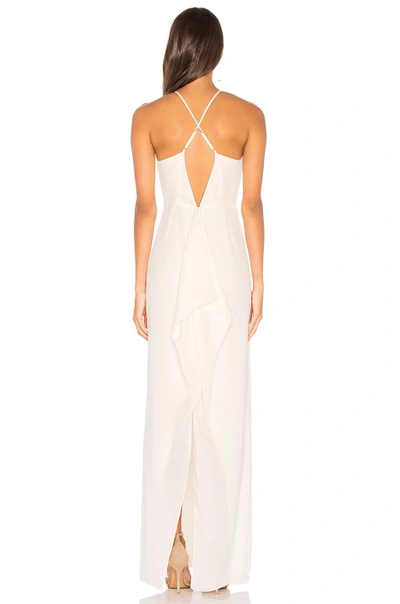 Shop Halston Heritage Round Neck Gown With Flounce Back In White