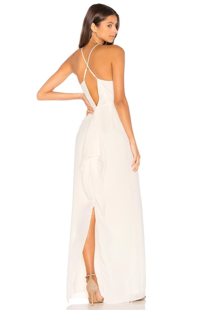 Shop Halston Heritage Round Neck Gown With Flounce Back In White