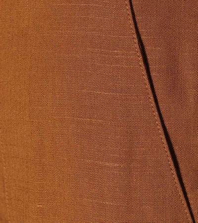 Shop Diane Von Furstenberg Linen-blend Flared Trousers In Brown