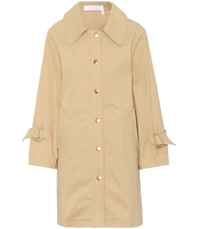See By Chloé Tie-sleeve Stretch-cotton Coat In Beige