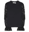 SEE BY CHLOÉ LACE-SLEEVED COTTON TOP