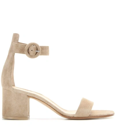 Shop Gianvito Rossi Versilia 60 Suede Sandals In Beige