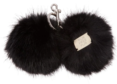 Shop Stella Mccartney Black Faux-fur Eyes Keychain