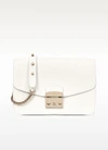 Furla Small Metropolis Leather Crossbody Bag - White In Petallo