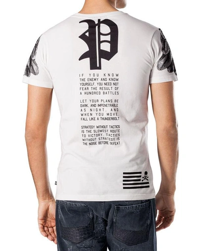 Shop Philipp Plein T-shirt Round Neck Ss "kumare Hotfix" In White