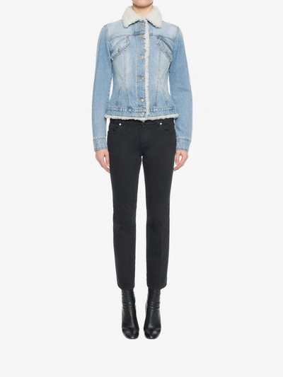 Shop Alexander Mcqueen Shearling Denim Jacket