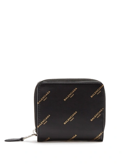 Balenciaga Bazar Billfold Zip-around Wallet In Black Gold