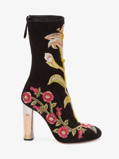 双色雕花鞋跟中世纪刺绣靴子