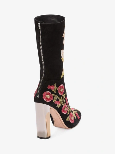 Shop Alexander Mcqueen Medieval Embroidered Boot Bi-color Sculpted Heel