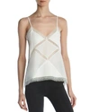 THE KOOPLES LACE-TRIMMED SILK CAMISOLE TOP,FTOP1466 USA