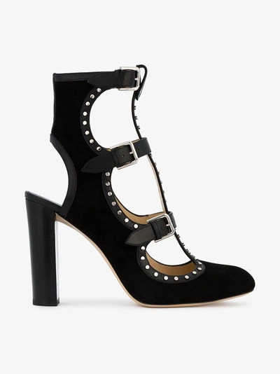 Shop Jimmy Choo Black Hainsley 100 Suede Boots
