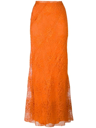 Alberta Ferretti Orange Lace Skirt