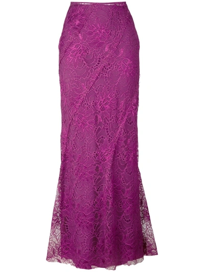 Alberta Ferretti Purple Lace Long Skirt