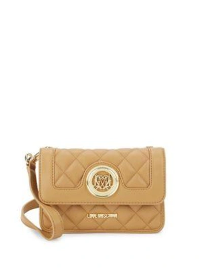 Love Moschino Quilted Faux Leather Shoulder Bag In Beige