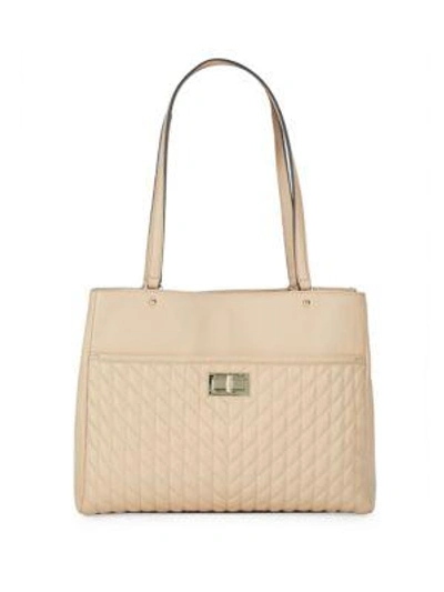Karl Lagerfeld Quilted Leather Tote In Nude