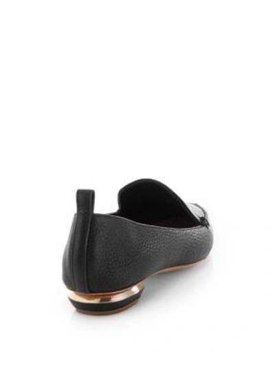 Shop Nicholas Kirkwood Beya Pebbled Leather Point Toe Loafers In Black