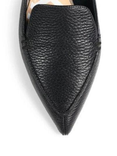 Shop Nicholas Kirkwood Beya Pebbled Leather Point Toe Loafers In Black