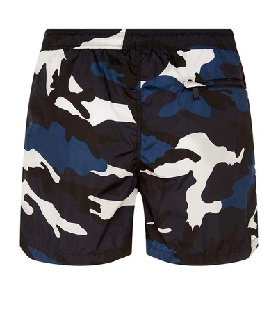 Shop Valentino Camouflage Swim Shorts In Blue