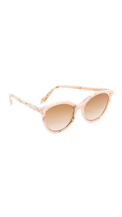 Victoria Beckham Cut Away Kitten Sunglasses In Pink Marble/brown