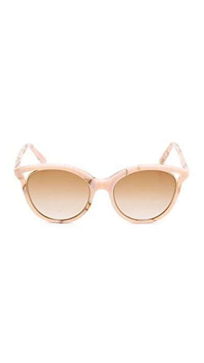 Shop Victoria Beckham Cut Away Kitten Sunglasses In Pink Marble/brown