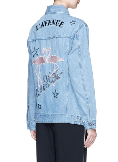 Shop Etre Cecile Flamingo And Star Appliqué Oversized Denim Jacket