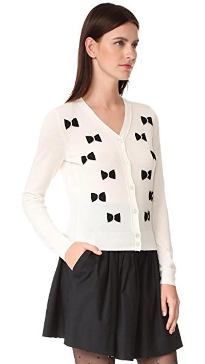 Shop Marc Jacobs Long Sleeve Bow Cardigan In Ivory Multi