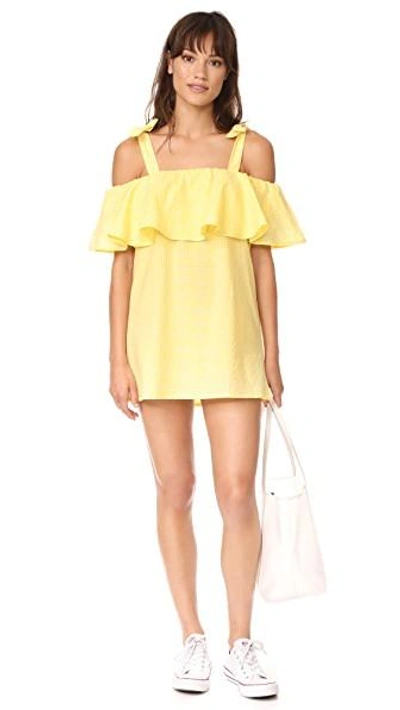 Shop Mlm Label Tobin Ruffle Dress In Yellow Check