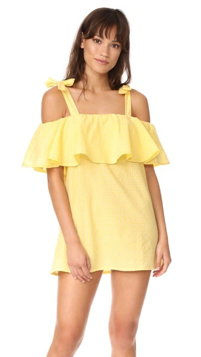 Mlm Label Tobin Ruffle Dress In Yellow Check