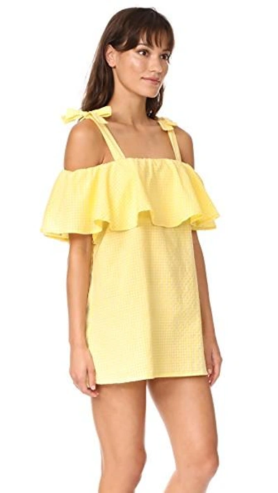 Shop Mlm Label Tobin Ruffle Dress In Yellow Check