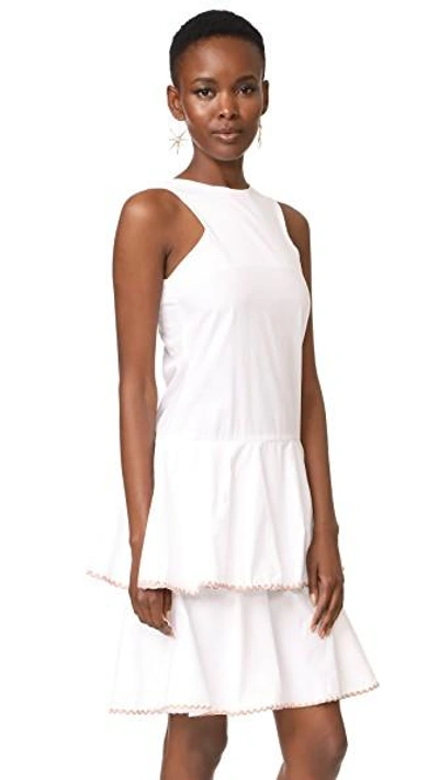 Shop Mlm Label Arles Tier Dress In White With Rainbow Trim