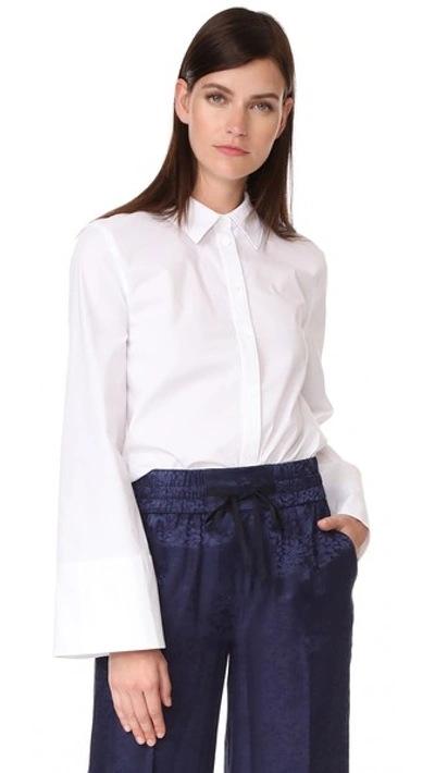 Elizabeth And James Norman Button Down Wide Sleeve Top In White