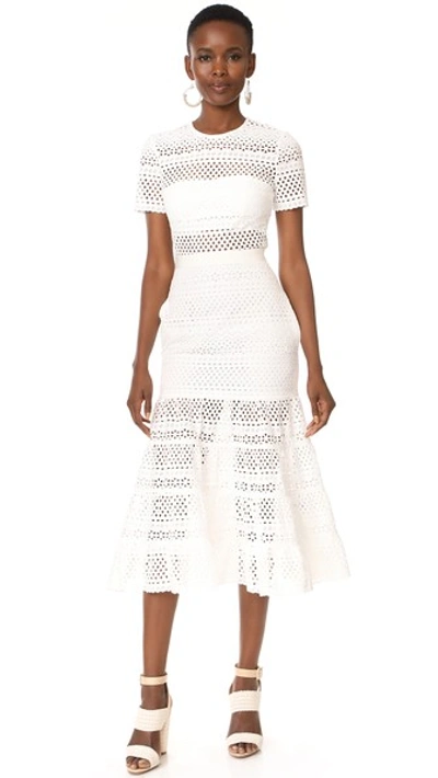 Shop Self-portrait Bea Midi Dress In White