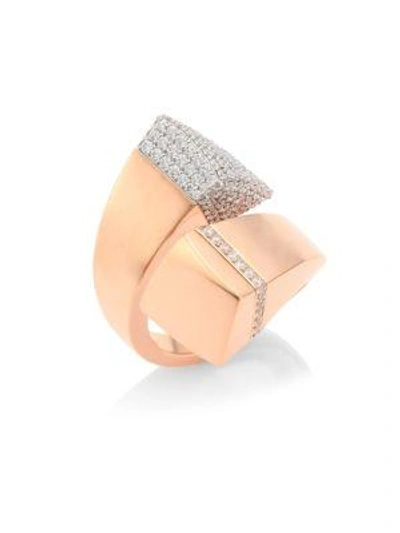 Shop Roberto Coin Sauvage Privé Pave Diamond & 18k Rose Gold Bypass Ring