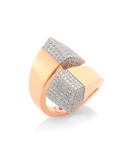 Shop Roberto Coin Sauvage Privé Pave Diamond & 18k Rose Gold Bypass Ring