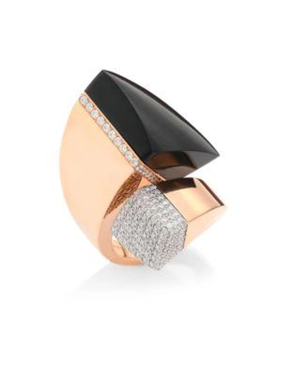 Shop Roberto Coin Sauvage Privé Pave Diamond, Black Jade & 18k Rose Gold Ring