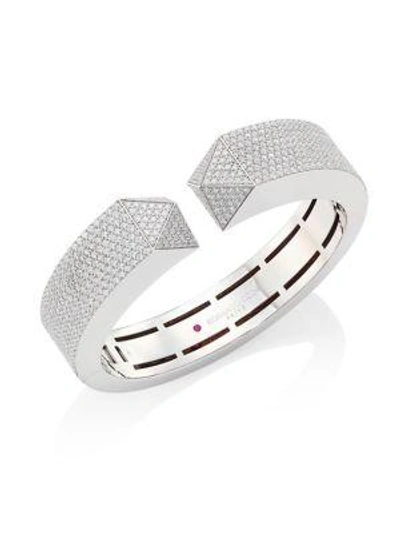 Shop Roberto Coin Sauvage Privé Pyramid Pave Diamond & 18k White Gold Bangle