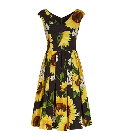 Dolce & Gabbana Printed Cotton Dress With A Full Skirt In Sunflower Print