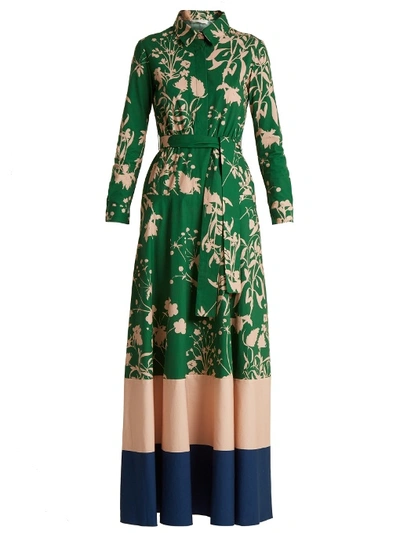 Borgo De Nor Carolina Weed-print Cotton Maxi Dress In Green Print